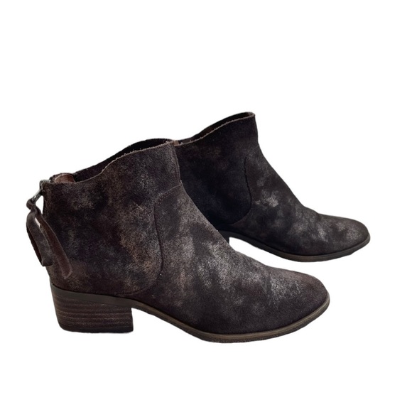 Lucky Brand Chocolate Metallic Stacked Heel Ankle Booties - Picture 7 of 10